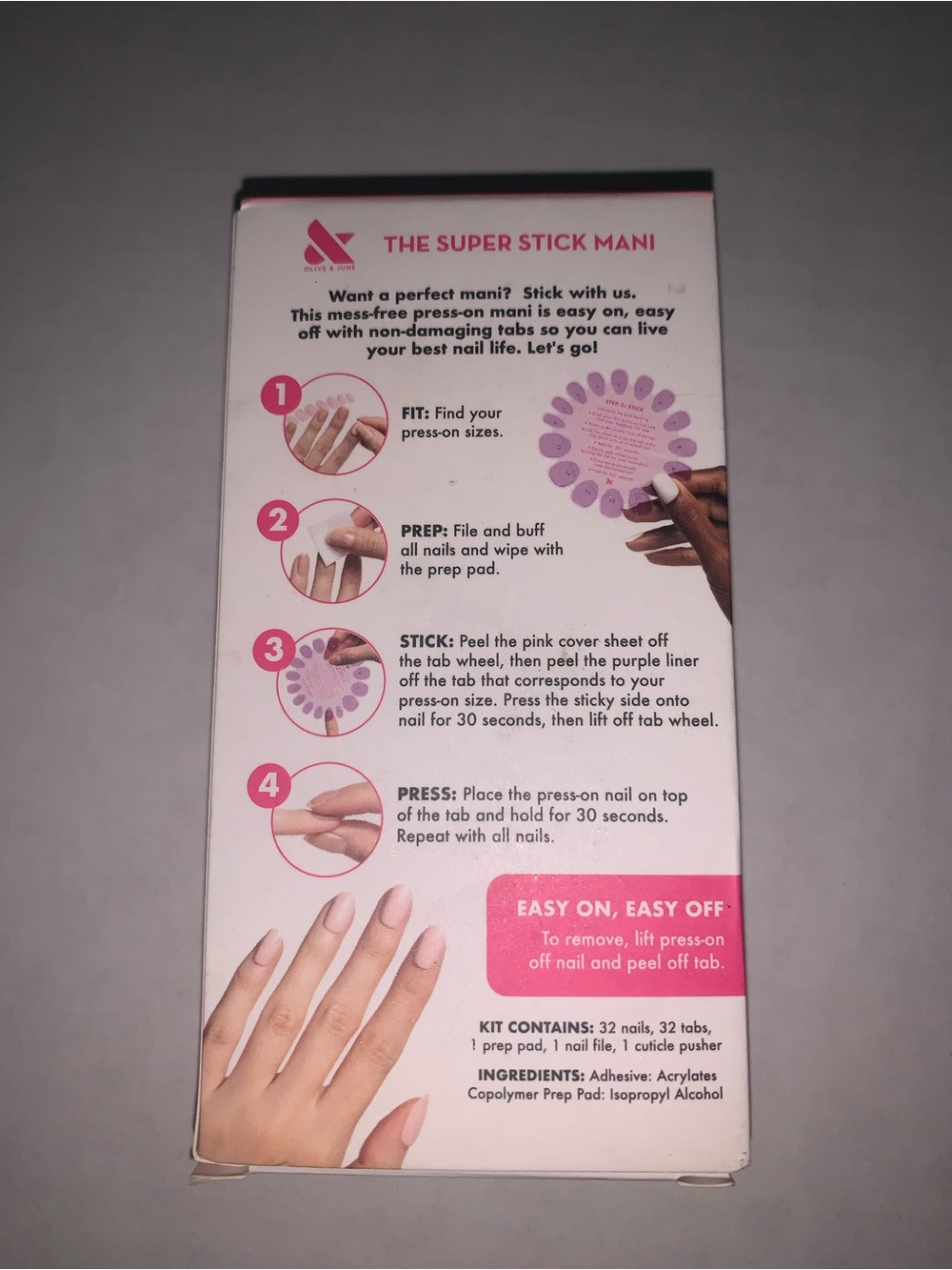Olive & June Effects Super Stick Press-On Nails — Pink Iridescent - Picture 2 of 3